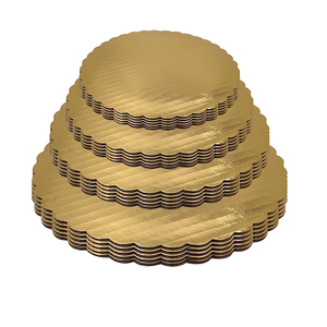 Gold Corrugated Cake Board Laminated Circle Scalloped Cardboard Round Base, Pizza, Pie, <strong>Desserts</strong> and Pastries Food <strong>Trays</strong> Accept - Product Image 2