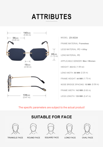 Lunettes de soleil de créateur <span class=keywords><strong>fantaisie</strong></span> sans monture Partagas, verres taillés diamant, protection UV400, pour hommes et femmes - Product Image 6