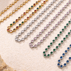 Bracciale da donna ipoallergenico con zirconi 5A multicolore, placcato oro 14K, con incastonatura a castone, alternativa al diamante, all'ingrosso - Product Image 6