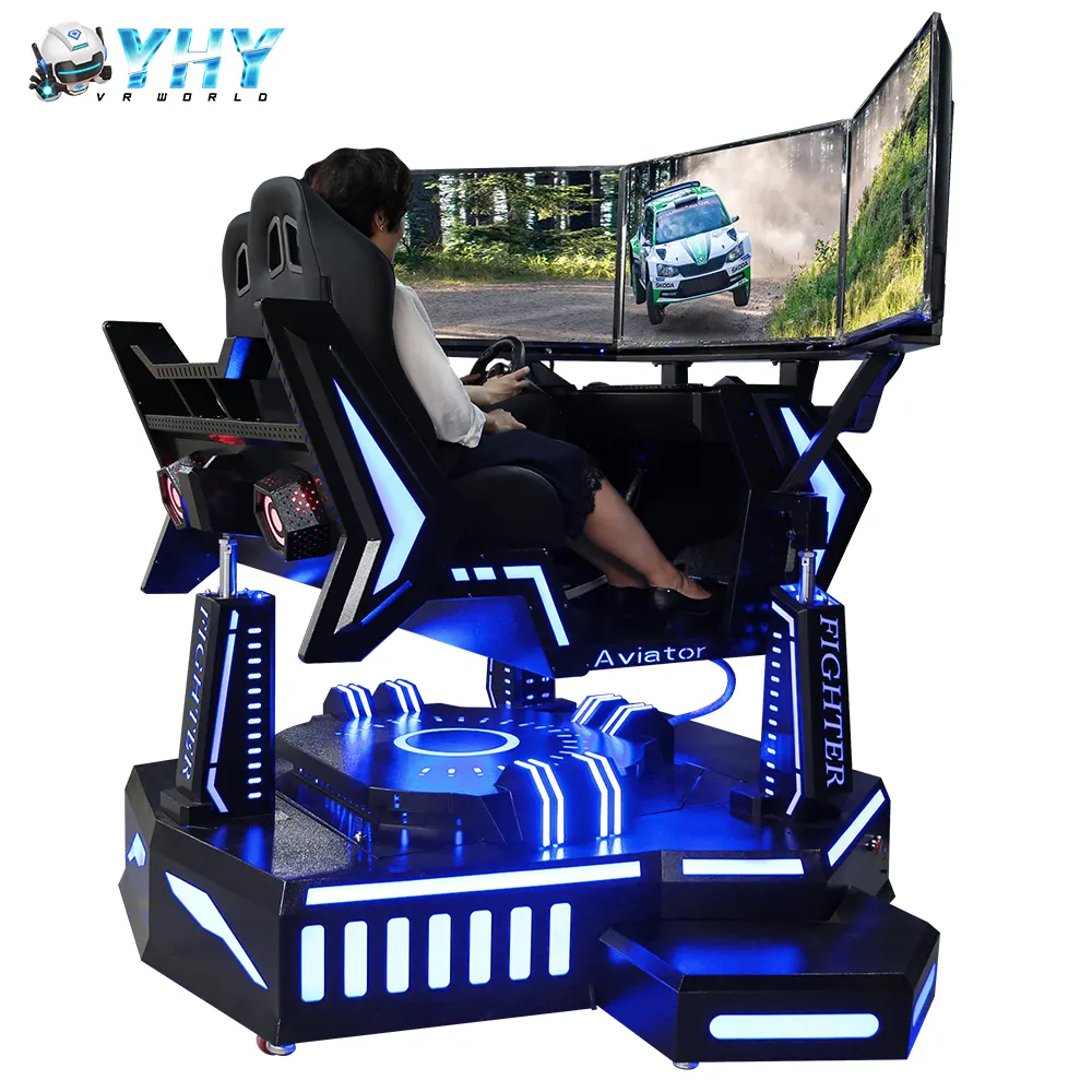 YHY Customized 3 DoF 3 Screen VR Racing 2 Seats Driving Game Steering Wheel Simulator
