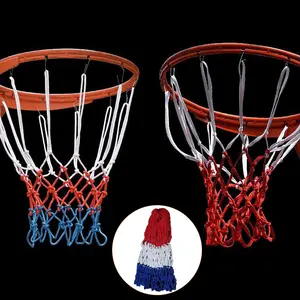 شبكة كرة السلة الرياضية القياسية Dacron شبكة دائرية شبكية لكرة السلة ثلاث ألوان شبكة عالمية لكرة السلة 5 مم