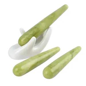 Venta al por mayor de cristal de jade verde Yoni masaje placer varitas para venta