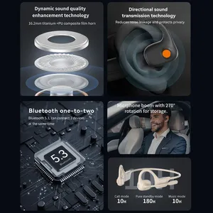 무선 스포츠 헤드폰 골전도 이어폰 마이크 땀 방지 5.3 ENC 소음 제거 LED 포함 - Product Image 2