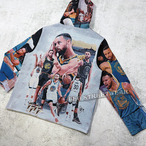 Felpa con Cappuccio in Tessuto Tapisserie all'Ingrosso, Miglior Design Ispirato alle Maglie da <span class=keywords><strong>Basket</strong></span>, Felpa Oversize da Uomo - Product Image 6
