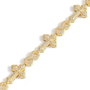 Pendentif Croix Infini en Moissanite VVS1, Or 18 carats, Argent 925, Amulette Chiffre 8 Porte-Bonheur, Bijoux Hip Hop Iced Out pour la Prospérité - Product Image 3