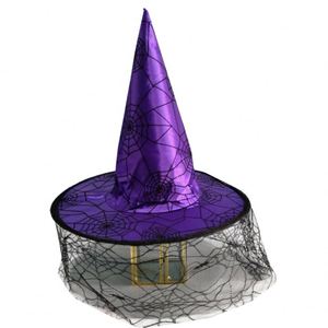 Chapeau de sorcière en toile d'araignée avec breloque rose, décoration de fête d'Halloween pour enfants et adultes, vente en gros - Product Image 6