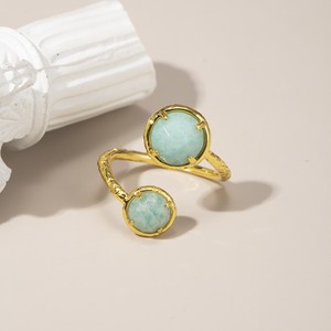 Zooying Délicat Gemstone Élégant <span class=keywords><strong>Anneau</strong></span> Personnalisé À Double Tête Pierre Naturelle Améthyste et <span class=keywords><strong>Lapis</strong></span> <span class=keywords><strong>Lazuli</strong></span> <span class=keywords><strong>Anneau</strong></span> Réglable - Product Image 4