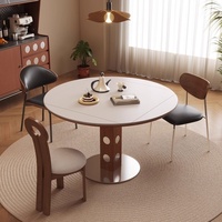Table à manger pliable en ardoise à base solide pour petits appartements, gîtes, cafés - Meuble de salle à manger de style vintage rétro