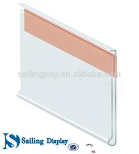 Supermarket Shelf Plastic Price Data Strip Label Holders Tag Holders Sign Holders For Flat Surface With Adhesive Tape