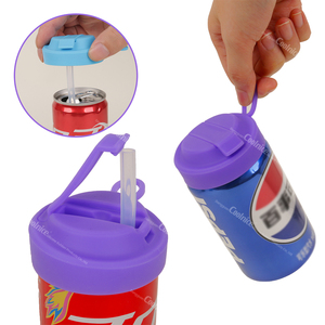 Couvre-boîtes en silicone sans BPA, conception anti-fuite, couvercles réutilisables pour canettes, couvercles colorés pour canettes de soda avec paille - Product Image 1