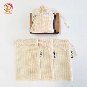 Bolsa de jabón de algodón Natural, bolsa de red de algodón con cordón, Etiqueta Privada