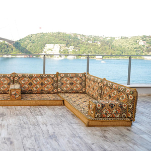Arabic Majlis Gold Fabric U-Shape Corner Sectional Sofa Set Upholstered <strong>Floor</strong> <strong>Seating</strong> for Apartment and School Use - Product Image 5