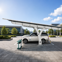 Structure de stationnement photovoltaïque HBGenix Y-03 en acier, carport solaire à poteau unique en cantilever, utilisation en terrain ouvert, surface anodisée, résistance au vent 60 m/s