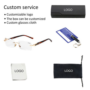 <strong>Fashion</strong> Custom Gold Square Eyeglasses Metal Rimless Diamond Cut Edge Anti Blue Light Blocking <strong>Reading</strong> <strong>Glasses</strong> for Men - Product Image 5