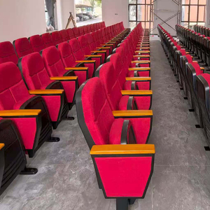 Venta al por mayor de fábrica de sillas plegables modernas de plástico para cine, iglesia, auditorio, aulas escolares con tablas de escritura. - Product Image 1