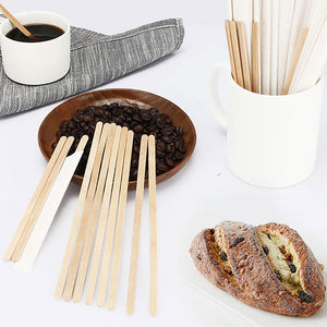 Agitadores de café biodegradables desechables respetuosos con el medio ambiente al por mayor, forma plana envuelta individualmente de madera lisa almacenada - Product Image 1