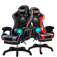 Chaise de jeu ergonomique pivotante en cuir PU confortable avec lumières RGB et haut-parleurs, design moderne pour les joueurs