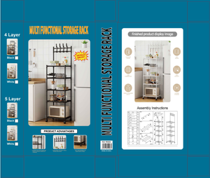 Carrito de Almacenamiento Metálico Deslizante de 4 Niveles para Cocina, con Ganchos, Carrito Móvil para Horno de Microondas, Organizador de Estantes para Especias y Herramientas - Product Image 4