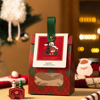 Sacs cadeaux de Noël pour biscuits, sacs en papier avec fenêtre, motif Père Noël et animaux, rabat avec sangle dorée et rivet pour boulangerie de fêtes