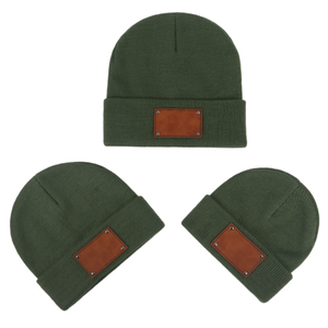 2024 unisexe personnalisé bébé enfant adulte hiver à revers tricot chapeaux imprimé grande étiquette en cuir vierge bonnets casquettes chaudes avec <span class=keywords><strong>18</strong></span> couleurs - Product Image 5