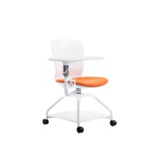 Chaise de formation multifonction avec tablette rabattable, siège perforé blanc, base roulante, pour salle de classe et salle de réunion