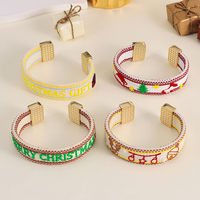2025 Tendance Personnalisé Broderie Conception Bijoux De Noël Bracelet pour Femmes Populaire Mode Manchette Bracelets