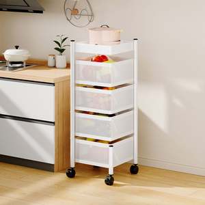 Rotating Storage <b>Rack</b>, <b>Rolling</b> Cart with Metal Wire Basket Fruit Vegetable Basket for Kitchen Metal Storage Tower Basket Shelves - Product Image 5