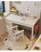 Bureau d'étude moderne en bois massif avec bibliothèque intégrée pour le bureau à domicile et l'utilisation des étudiants, adapté à la chambre à coucher, fabrication chinoise
