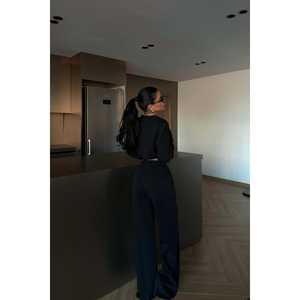 Conjunto Deportivo de Nylon Negro Easport, Cómodo para Correr, Diseño Personalizado con Logotipo, Transpirable, con Capucha, Invierno, 2 Piezas, Pedido Mínimo - Product Image 1