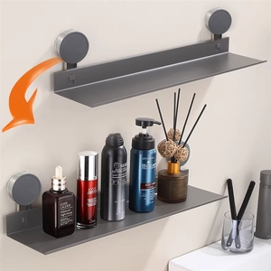 Étagère de rangement épaissie pour salle de bain, mur, miroir, cabine de douche, en aluminium spatial - avec séparateurs, pas de perçage nécessaire - Product Image 5