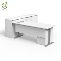 IULTRA bureau exécutif bureau en forme de L, table de PDG minimaliste de style japonais moderne en bois de chêne clair maintenant