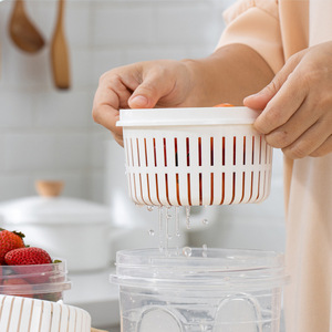 Plastic <b>Kitchen</b> Drainer With Lid Round Food <b>Storage</b> <b>Container</b> <b>For</b> Fruits Vegetables Refrigerator Use - Product Image 4
