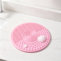 Tapis de nettoyage rond en silicone pour pinceaux de maquillage, mini 55MM, tampon nettoyant cosmétique portable, outil de lavage de beauté avec ventouse personnalisée