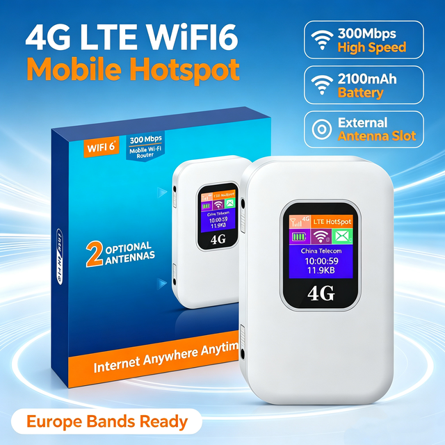 4G LTE WiFi6 Portable MIFI Router 1.4'' LCD Screen 2100mAh External Antenna Slot SIM Card Mobile Hotspot for Europe Serbia