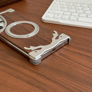 เคสโทรศัพท์แผงไม้วอลนัทแท้ขั้นสูงสำหรับ Samsung S26 S25 S24พิเศษพร้อมขาตั้งแม่เหล็ก360 ° ฝาครอบกันกระแทก - Product Image 4