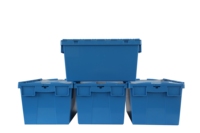 Caisses empilables transparentes en plastique avec couvercle intégré, boîte logistique en PP, caisses en plastique mobiles