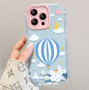 Funda Protectora para Teléfono Móvil con Diseño de Globos Aerostáticos y Nubes, Impresión Fotográfica, Color Jelly, TPU Suave, para iPhone 12 13 14 15 16 17 Pro Max - Product Image 3