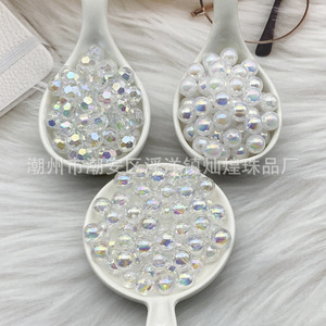 Perles rondes irisées en acrylique AB, 32 facettes, perles en vrac pour la création de bijoux DIY - Product Image 2