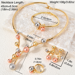 Ensemble de bijoux de luxe pour femmes, <span class=keywords><strong>collier</strong></span> et boucles d'oreilles en or plaqué 18 carats, 4 pièces - Product Image 6