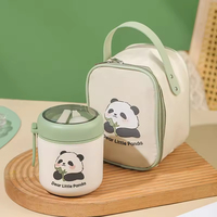 JM Nouveauté : Tasse à petit-déjeuner Little Panda en acier inoxydable 304, boîte à lunch isotherme anti-fuite grande capacité, motif dessin animé