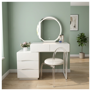 Modern Makeup Vanity Table <b>With</b> <b>Lighted</b> <b>Mirror</b> Storage Desk For Bedroom Furniture - Product Image 3
