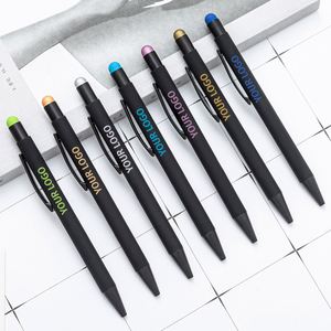Stylo bille publicitaire en métal noir et or avec écran tactile, stylo publicitaire de luxe, stylo bille personnalisé en or rose avec logo imprimé sur mesure - Product Image 1
