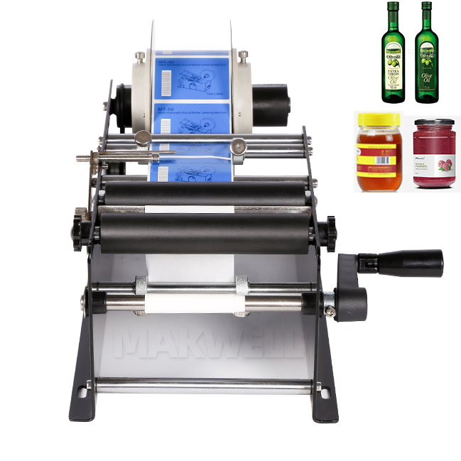 MAKWELL Manual Label Packing Machine Plastic Round Bottle Labeling Machine For Round Bottles Sticker