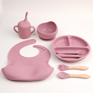 Set di stoviglie in Silicone prodotte in fabbrica per bambini da pranzo per allenamento con piatto cucchiaio forchetta per ciotola di riso tazza per acqua - Product Image 5
