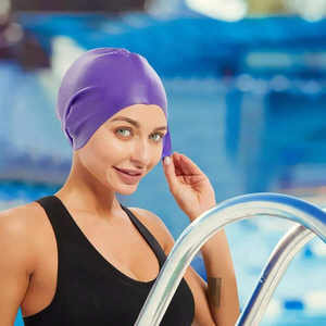 Bonnet de bain en silicone surdimensionné Xxl bonnet de bain de protection des oreilles imperméable pour adultes pour hommes et femmes avec des cheveux longs - Product Image 6