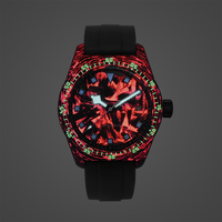 Reloj Mecánico Automático de Fibra de Carbono para Hombre, Reloj de Pulsera de Lujo con Correa de Silicona y Logotipo Personalizado, Fabricante OEM ODM