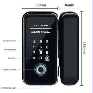 Goking TUYA Bluetooth Rfid carte contrôle d'accès électronique personnalisé serrure de porte empreinte digitale intelligente porte en verre pour bureau DC 6V