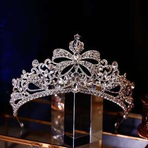 Couronne Baroque Européenne Strass Métal Alliage Cristal Mariage Couronne de Cheveux de Mariée Princesse Reine Fleur Bandeau Diadème - Product Image 2