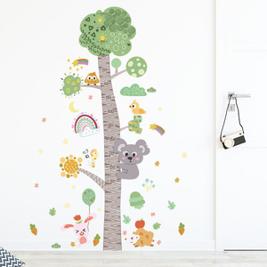Grande taille bébé <span class=keywords><strong>chambre</strong></span> d'enfant dessin animé animal arbre croissance tableau règle décoration murale autocollants 3d - Product Image 2