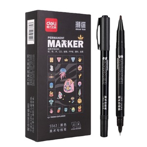 Deli S563 Permanent Marker Black Double-ended Art Outlining Pen for <b>Drawing</b> <b>Office</b> Use - Product Image 5